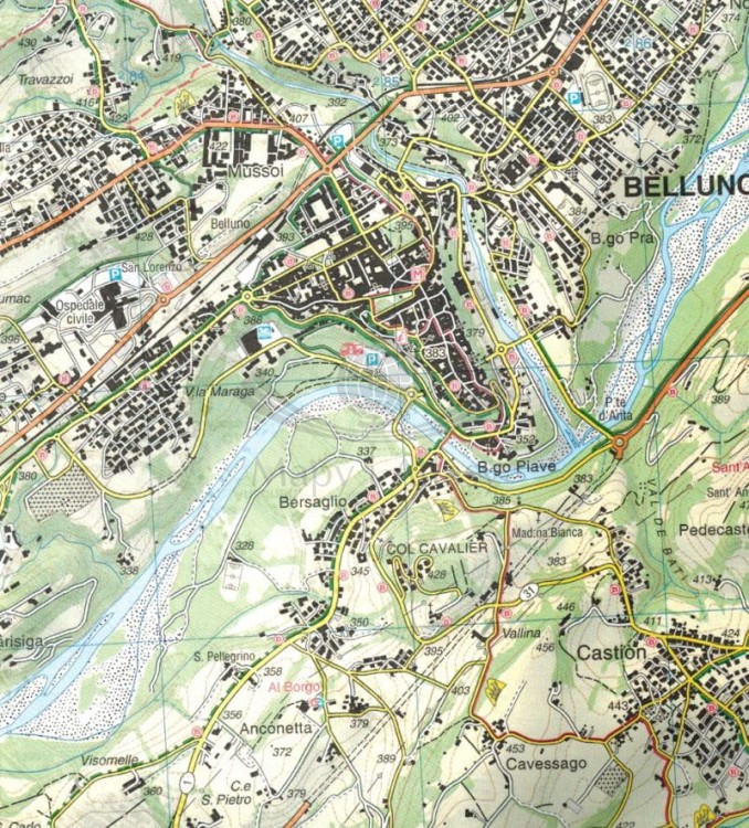 CCI20240527_0003.Prealpi e Dolomiti Bellunesi 1:25 000. Wodoodporna mapa turystyczna 024 wydawnictwa Tabacco. Fragment 3