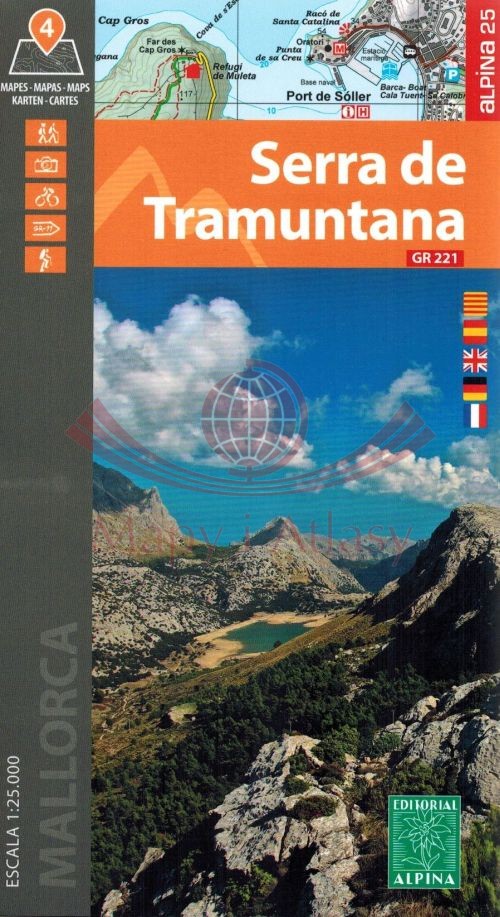 Majorka: Serra de Tramuntana 1:25 000. Zestaw czterech map turystycznych. Wyd. 2024/2025. Editorial Alpina