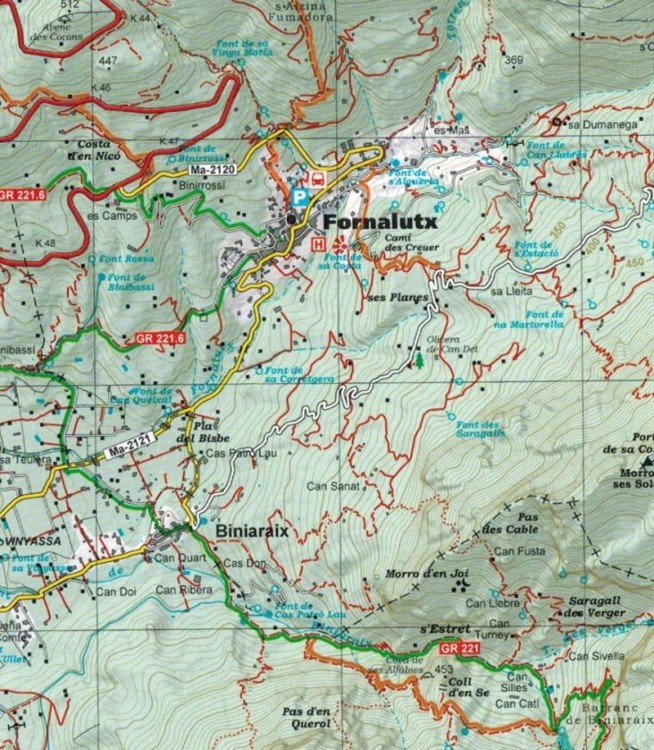 Majorka: Serra de Tramuntana 1:25 000. Zestaw czterech map turystycznych wydawnictwa Editorial Alpina. Mapa 2 - fragment