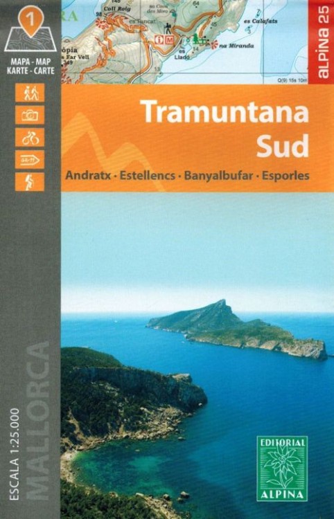 Majorka: Serra de Tramuntana 1:25 000. Zestaw czterech map turystycznych wydawnictwa Editorial Alpina. Mapa 3 - okładka