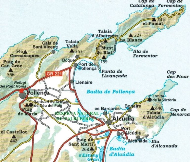 Majorka: Serra de Tramuntana 1:25 000. Zestaw czterech map turystycznych wydawnictwa Editorial Alpina. Mapa 3 - zasięg