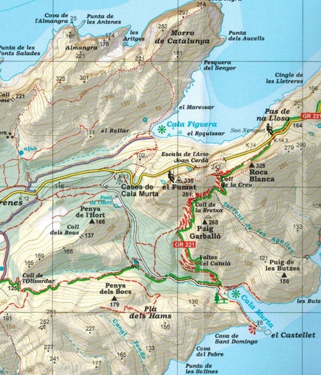 Majorka: Serra de Tramuntana 1:25 000. Zestaw czterech map turystycznych wydawnictwa Editorial Alpina. Mapa 4 - fragment