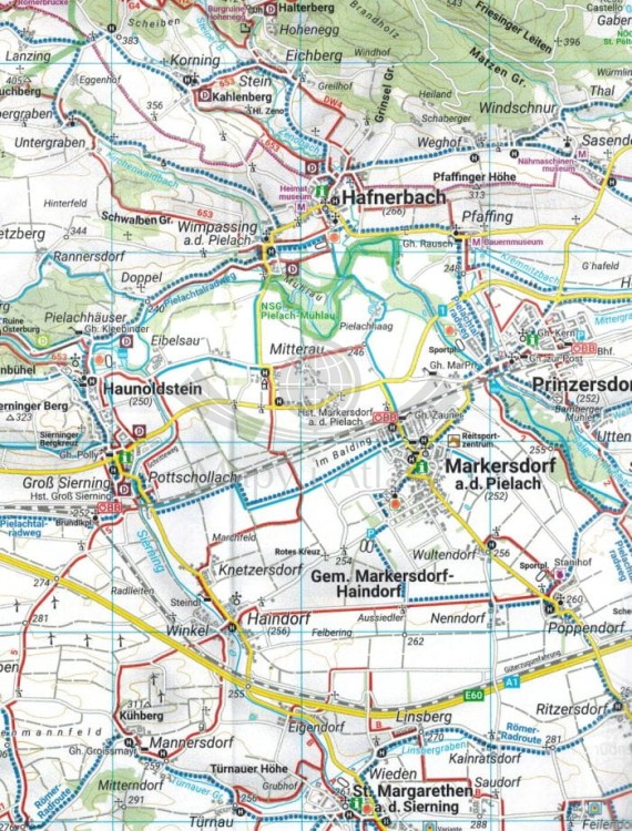 Traisental, Sankt Polten, Dunkelsteinerwald. Mapa turystyczna WK 0070 wydawnictwa Freytag & Berndt. Fragment 2