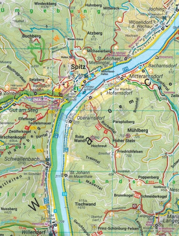 Traisental, Sankt Polten, Dunkelsteinerwald. Mapa turystyczna WK 0070 wydawnictwa Freytag & Berndt. Fragment 3