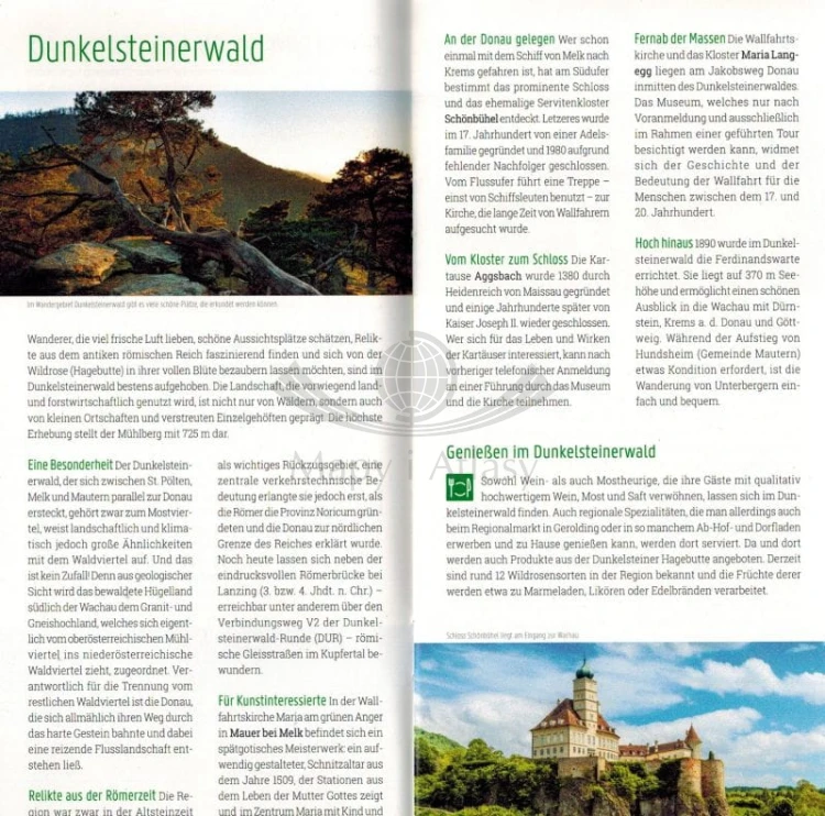 Traisental, Sankt Polten, Dunkelsteinerwald. Mapa turystyczna WK 0070 wydawnictwa Freytag & Berndt. Informator - przykładowe strony 2