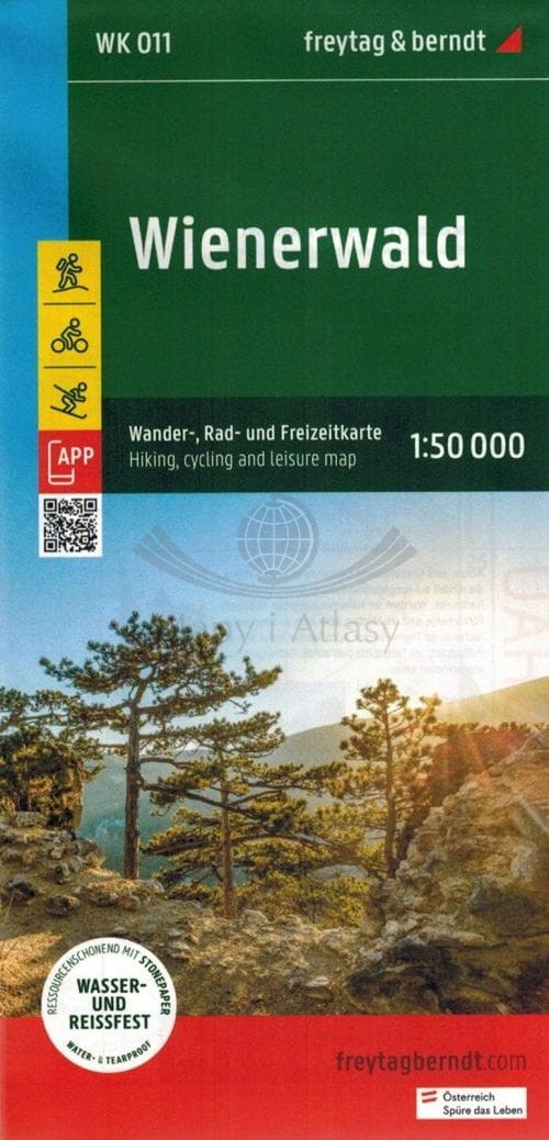 Las Wiedeński / Wienerwald 1:50 000. Wodoodporna mapa turystyczna WK 011.  Freytag Berndt