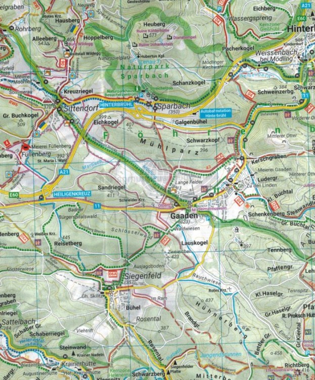 Las Wiedeński / Wienerwald 1:50 000. Wodoodporna mapa turystyczna WK 011 wydawnictwa Freytag Berndt. Fragment 2