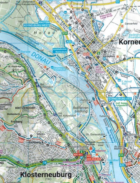 Las Wiedeński / Wienerwald 1:50 000. Wodoodporna mapa turystyczna WK 011 wydawnictwa Freytag Berndt. Fragment 3