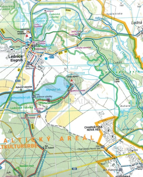 Dolna Austria / Ostliches Weinviertel, Mistelbach, Poysdorf, March. Mapa turystyczna WK 0014 wydawnictwa Freytag & Berndt. Legenda 2