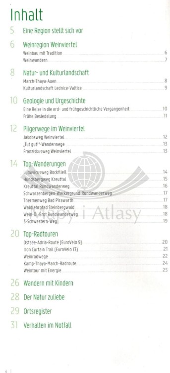 Dolna Austria / Ostliches Weinviertel, Mistelbach, Poysdorf, March. Mapa turystyczna WK 0014 wydawnictwa Freytag & Berndt. Informator - legenda