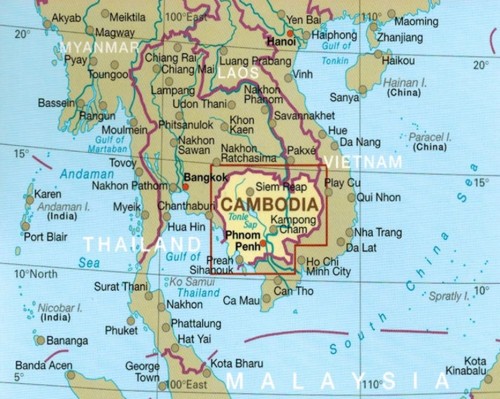 Kambodża 1:500 000. Wodoodporna mapa samochodowo-turystyczna wydawnictwa Reise Know-How. Zasięg