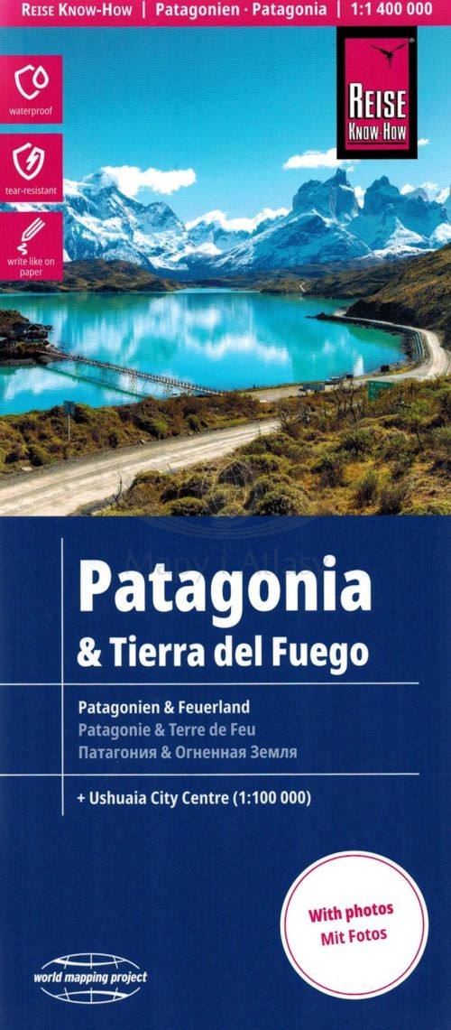 Patagonia, Ziemia Ognista 1:1 400 000. Wodoodporna mapa samochodowo-turystyczna. Reise Know-How