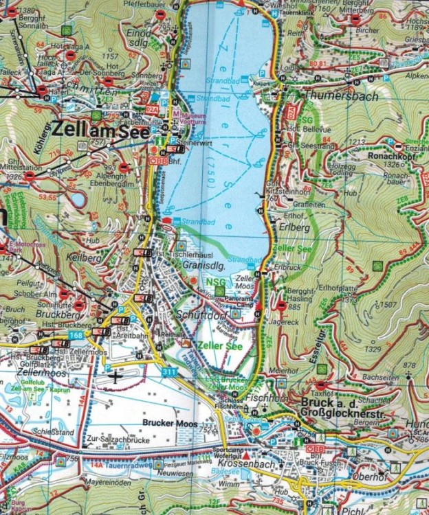 Grossglockner, Sonnblick, Kaprun, Zell am See. Mapa turystyczna WK 120 wydawnictwa Freytag & Berndt. Fragment 3