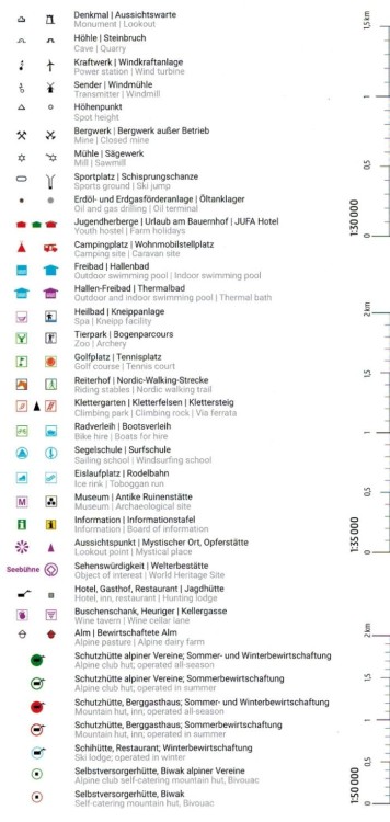 Grossglockner, Sonnblick, Kaprun, Zell am See. Mapa turystyczna WK 120 wydawnictwa Freytag & Berndt. Legenda 2