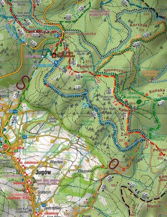 Góry Sowie 1:35 000. Laminowana mapa turystyczna wydawnictwa Compass. Fragment 2