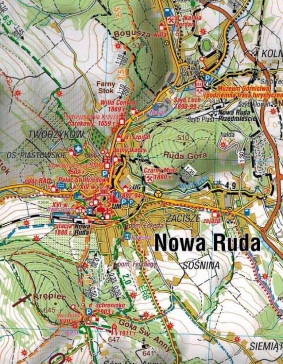 Góry Sowie 1:35 000. Laminowana mapa turystyczna wydawnictwa Compass. Fragment 3