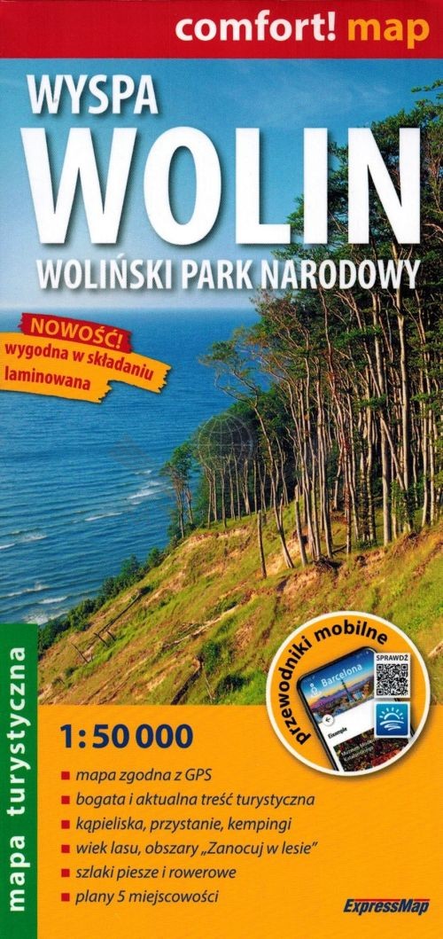 Wyspa Wolin, Woliński Park Narodowy. Laminowana mapa turystyczna. ExpressMap
