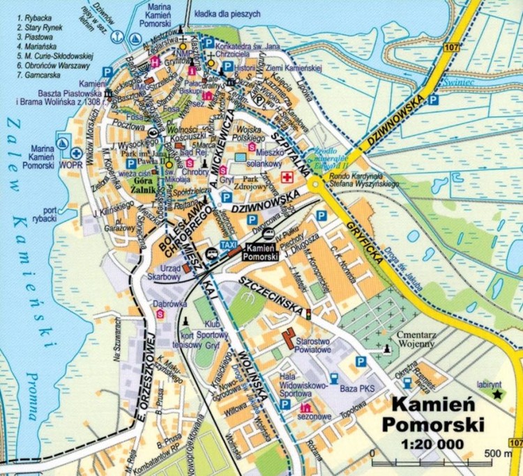 Wyspa Wolin, Woliński Park Narodowy. Laminowana mapa turystyczna wydawnictwa ExpressMap. Fragment 3