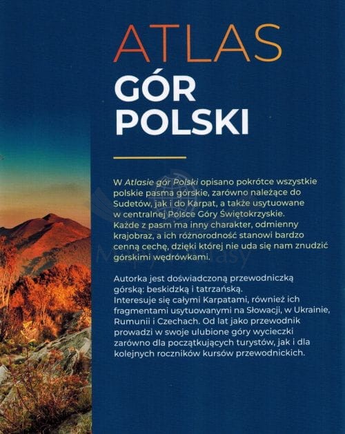 Atlas Gór Polski. Od Gór Izerskich po Bieszczady. Przewodnik wydawnictwa SBM. Okładka - tył