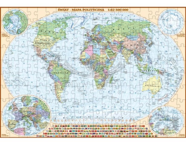 Puzzle świat polityczny. Puzzle 200 elementów wydawnictwa ArtGlob.