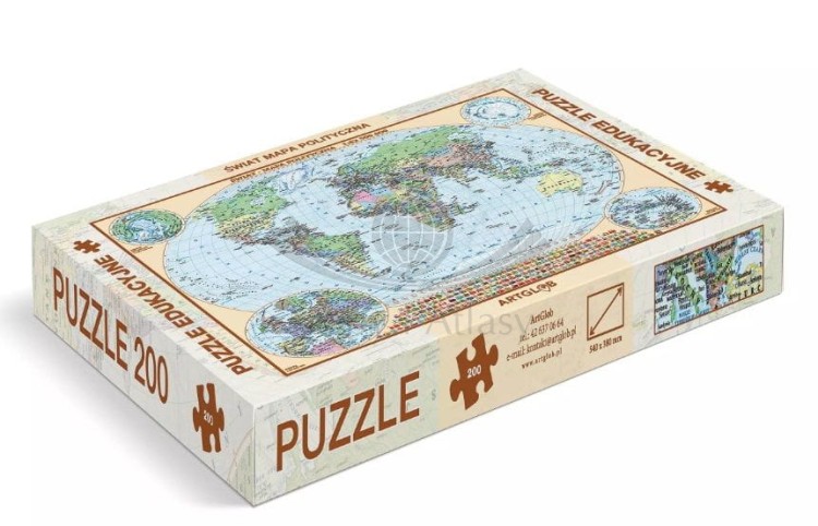 Puzzle świat polityczny. Puzzle 200 elementów wydawnictwa ArtGlob.