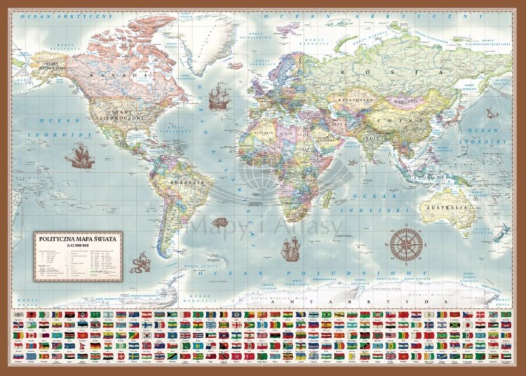Świat polityczny. Mapa stylizowana. Puzzle 200 elementów wydawnictwa ArtGlob.