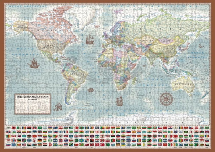 Świat polityczny. Mapa stylizowana. Puzzle 200 elementów wydawnictwa ArtGlob.