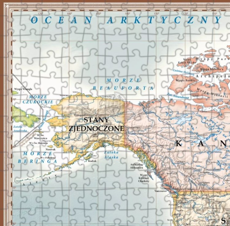 Świat polityczny. Mapa stylizowana. Puzzle 200 elementów wydawnictwa ArtGlob.