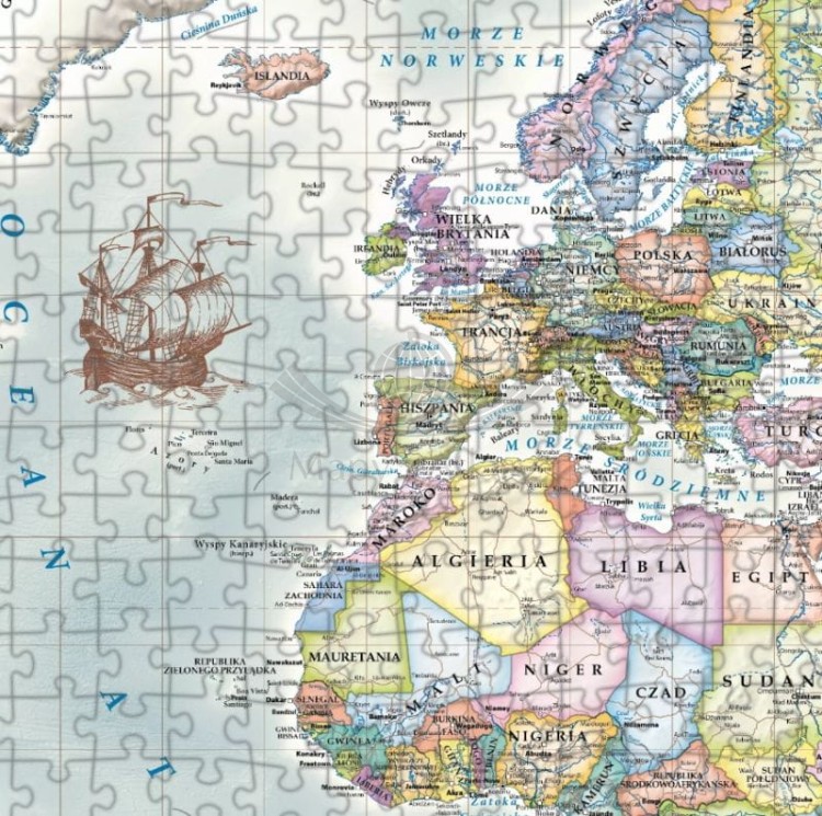 Świat polityczny. Mapa stylizowana. Puzzle 200 elementów wydawnictwa ArtGlob.
