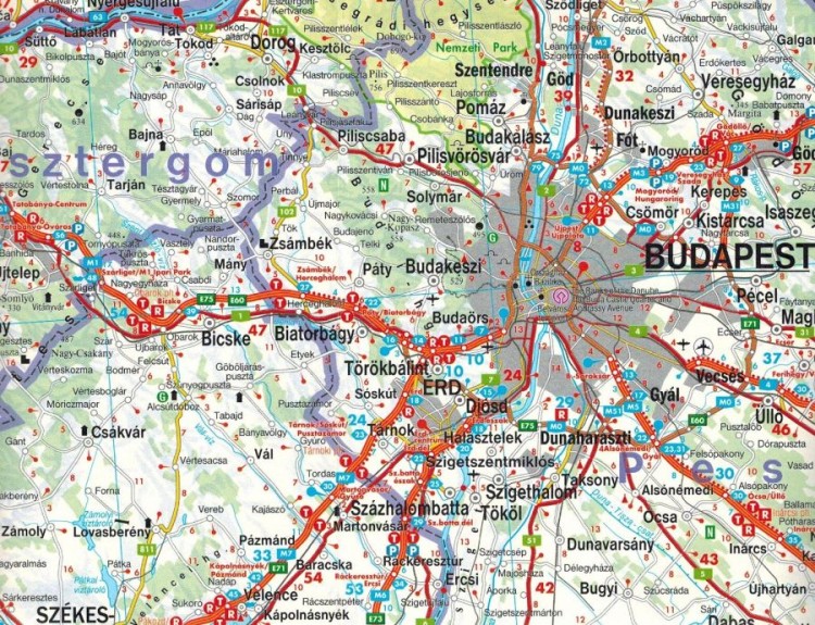 Węgry 1:400 000. Mapa samochodowo-turystyczna wydawnictwa Freytag & Berndt. Fragment 1