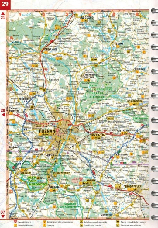 Polska 1:300 000. Atlas samochodowo-turystyczny wydawnictwa Demart. Przykładowy arkusz 2