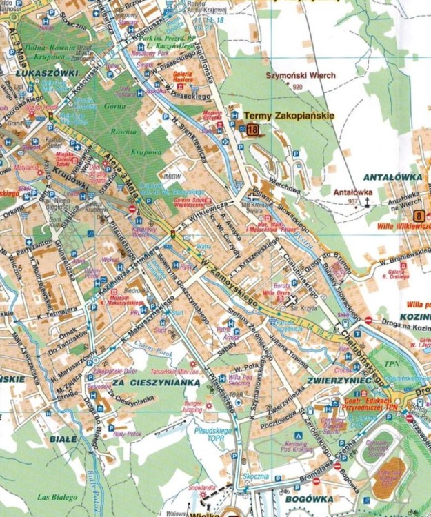 Zakopane i okolice 1:60 000. Plan miasta / Mapa turystyczna wydawnictwa Compass. Fragment 3