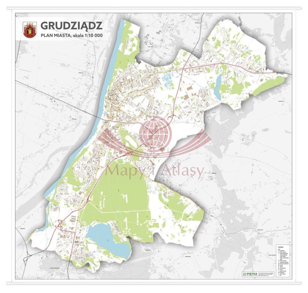 Grudziądz 1:10 000. Mapa ścienna / Plan miasta. Wersja STRONG