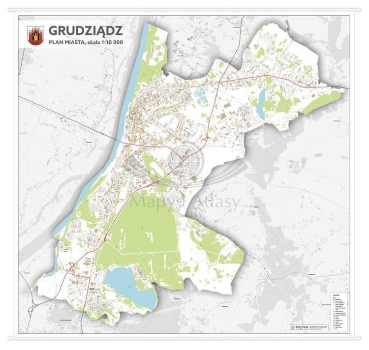 Grudziądz 1:10 000. Mapa ścienna / Plan miasta. Wersja STRONG