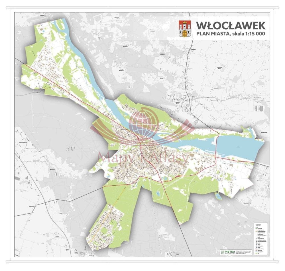 Włocławek 1:15 000. Mapa ścienna / Plan miasta. Wersja STRONG