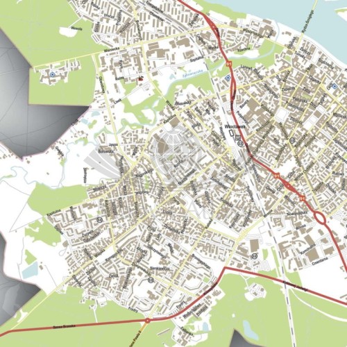 Włocławek 1:15 000. Mapa ścienna / Plan miasta. Wersja STRONG. Fragment