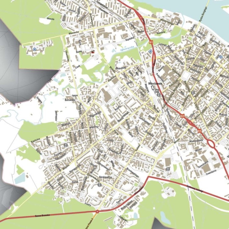 Włocławek 1:15 000. Mapa ścienna / Plan miasta. Wersja STRONG. Fragment