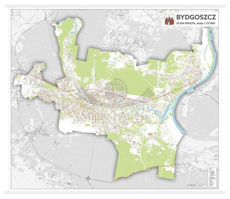 Bydgoszcz 1:15 000. Mapa ścienna / Plan miasta. Wersja STRONG