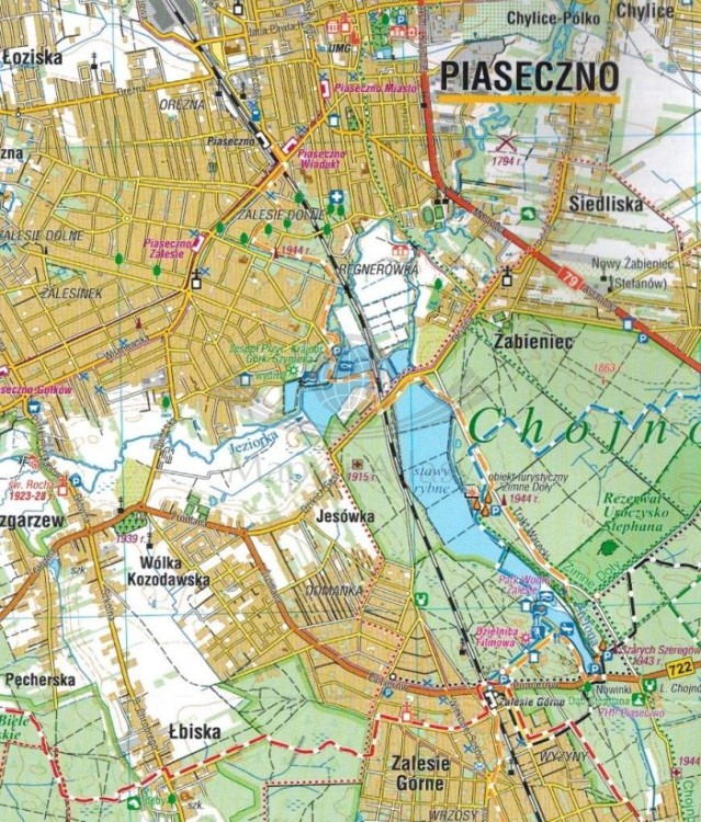 Południowe okolice Warszawy 1:50 000. Chojnowski i Mazowiecki Park Krajobrazowy. Mapa turystyczna wydawnictwa Compass. Fragment 1
