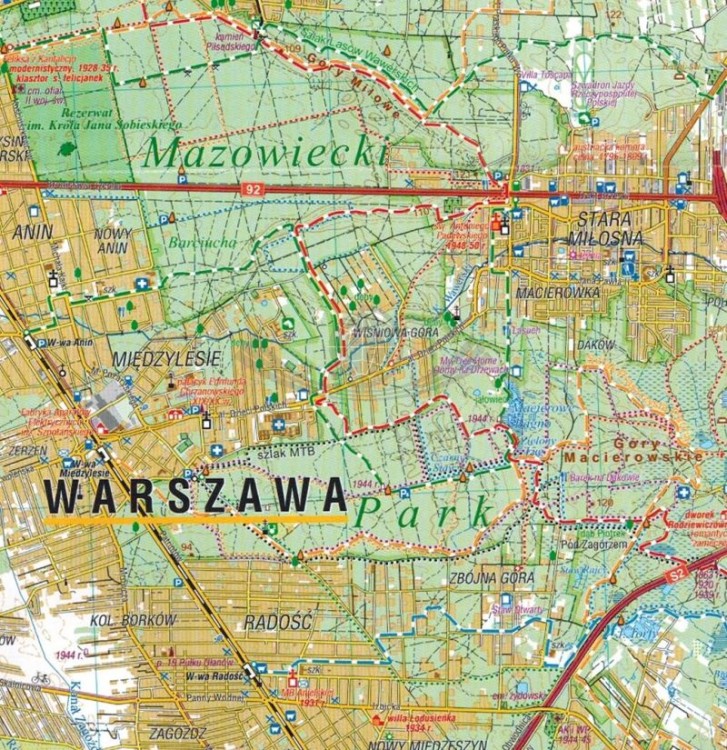 Południowe okolice Warszawy 1:50 000. Chojnowski i Mazowiecki Park Krajobrazowy. Mapa turystyczna wydawnictwa Compass. Fragment 3