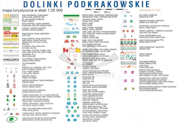 Dolinki Podkrakowskie 1:25 000. Mapa turystyczna wydawnictwa Compass. Legenda
