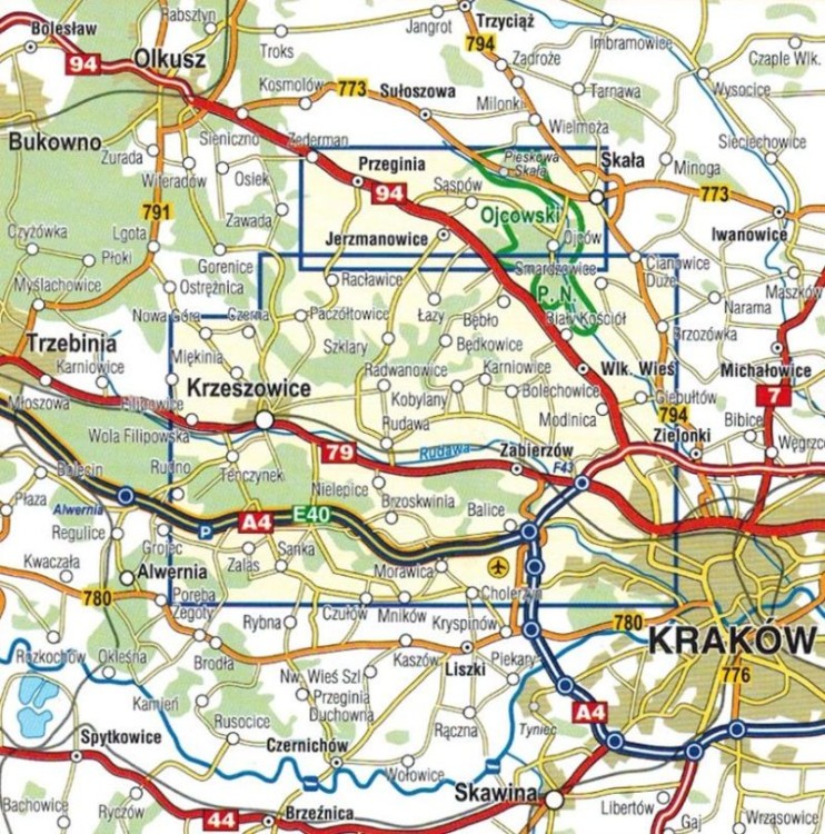 Dolinki Podkrakowskie 1:25 000. Mapa turystyczna wydawnictwa Compass. Zasięg