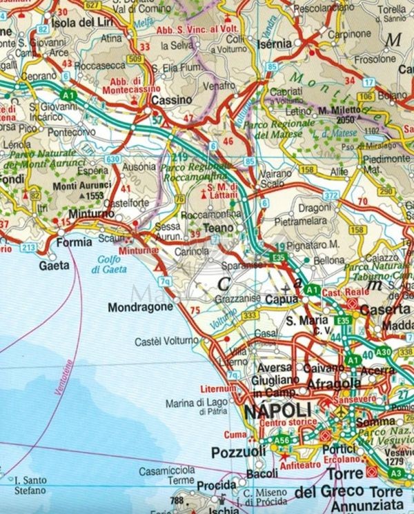 Włochy 1:900 000. Wodoodporna mapa samochodowo-turystyczna wydawnictwa Reise Know-How. Fragment 2