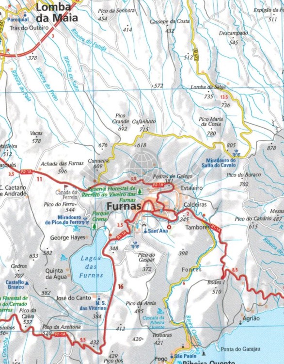 Azory. Mapa samochodowo-turystyczna 595 wydawnictwa Michelin. Fragment 2