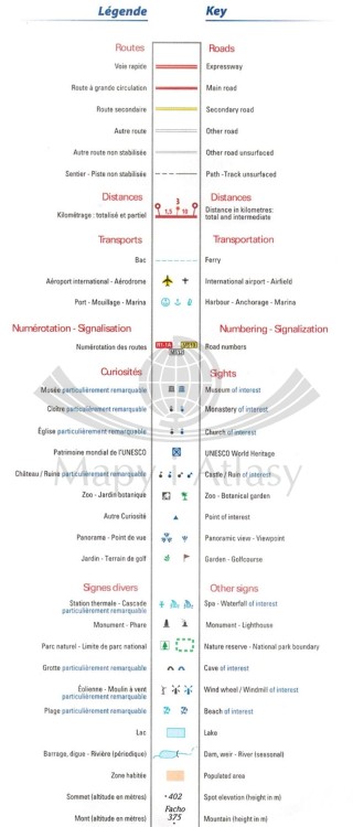 Azory. Mapa samochodowo-turystyczna 595 wydawnictwa Michelin. Legenda