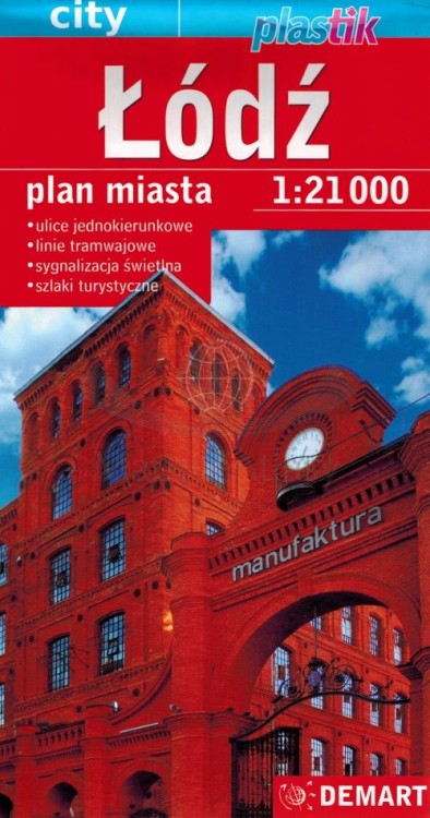 Łódź. Laminowana mapa / Plan miasta wydawnictwa Demart. Okładka
