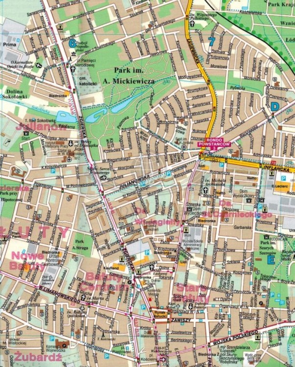 Łódź. Laminowana mapa / Plan miasta wydawnictwa Demart. Fragment 1