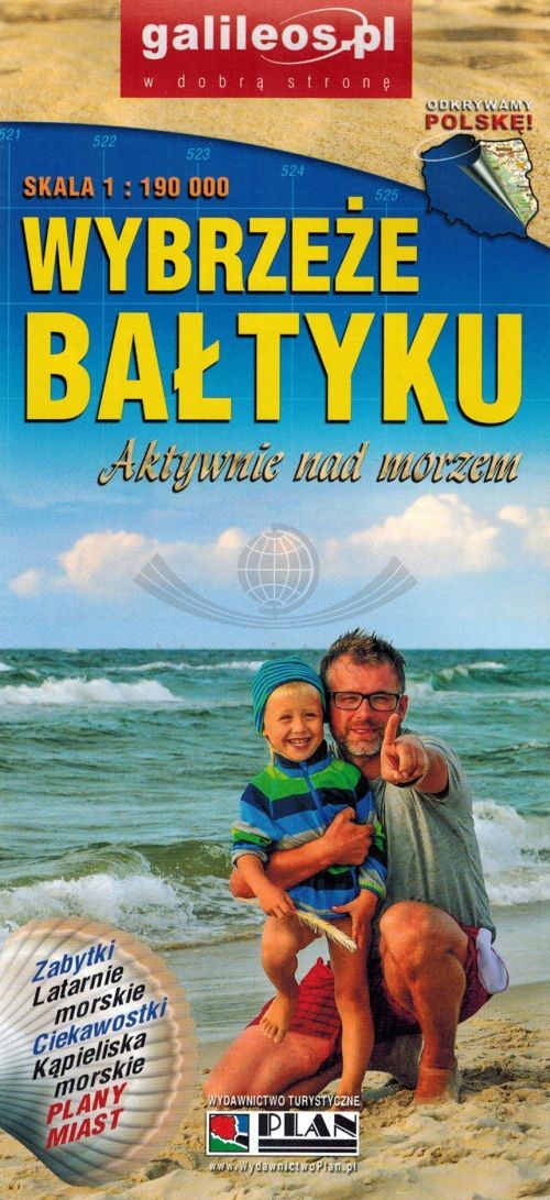 Wybrzeże Bałtyku 1:190 000. Mapa samochodowo-turystyczna. Galileos