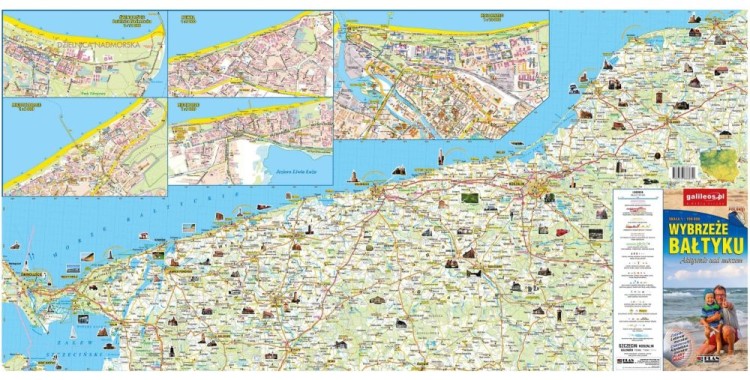 Wybrzeże Bałtyku 1:190 000. Mapa samochodowo-turystyczna wydawnictwa Galileos. Cała mapa