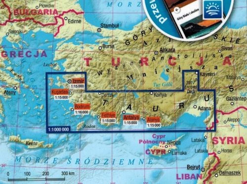 Turcja / Riwiera turecka. Laminowana mapa samochodowo-turystyczna + miniprzewodnik wydawnictwa ExpressMap. Zasięg